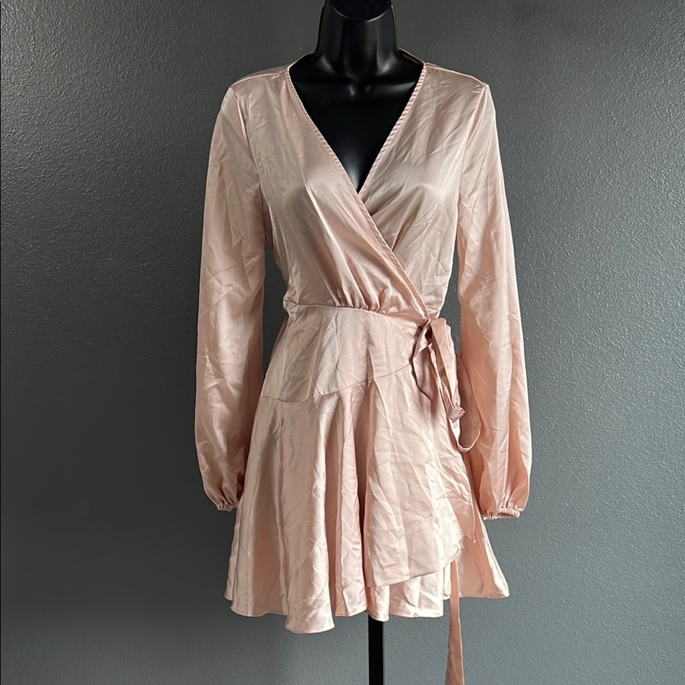 Elegant Pink Wrap Dress